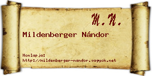 Mildenberger Nándor névjegykártya